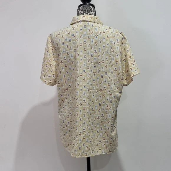 U&I, button-up top, pale yellow with floral print, size 16 - Picture 6 of 9